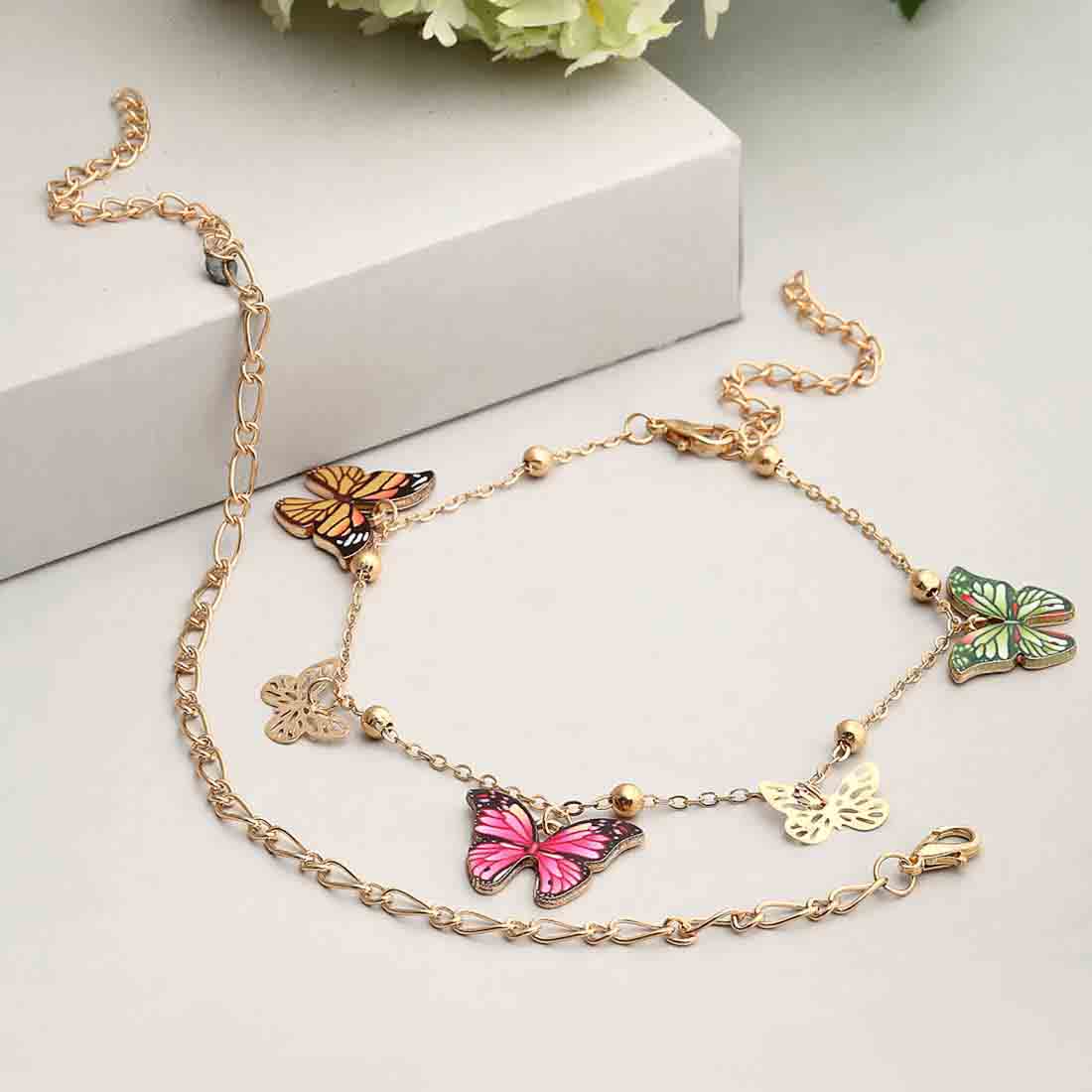 Delicate Butterfly Charm Bracelet Set of 2