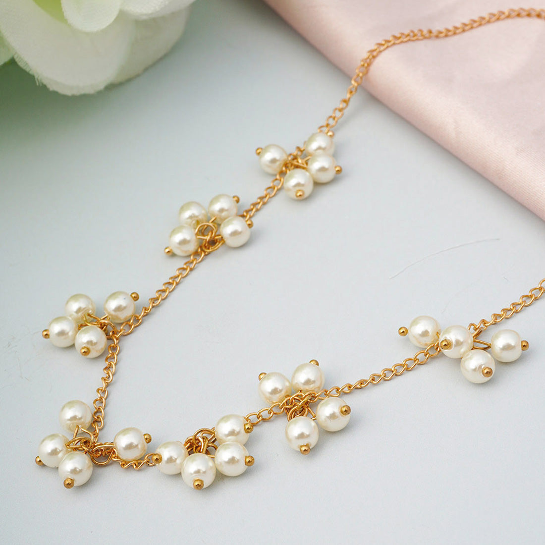 Delicate Pearl Cluster Necklace