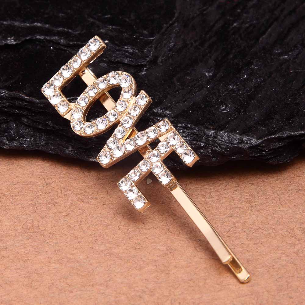 Diamond Golden Love Hair Pin