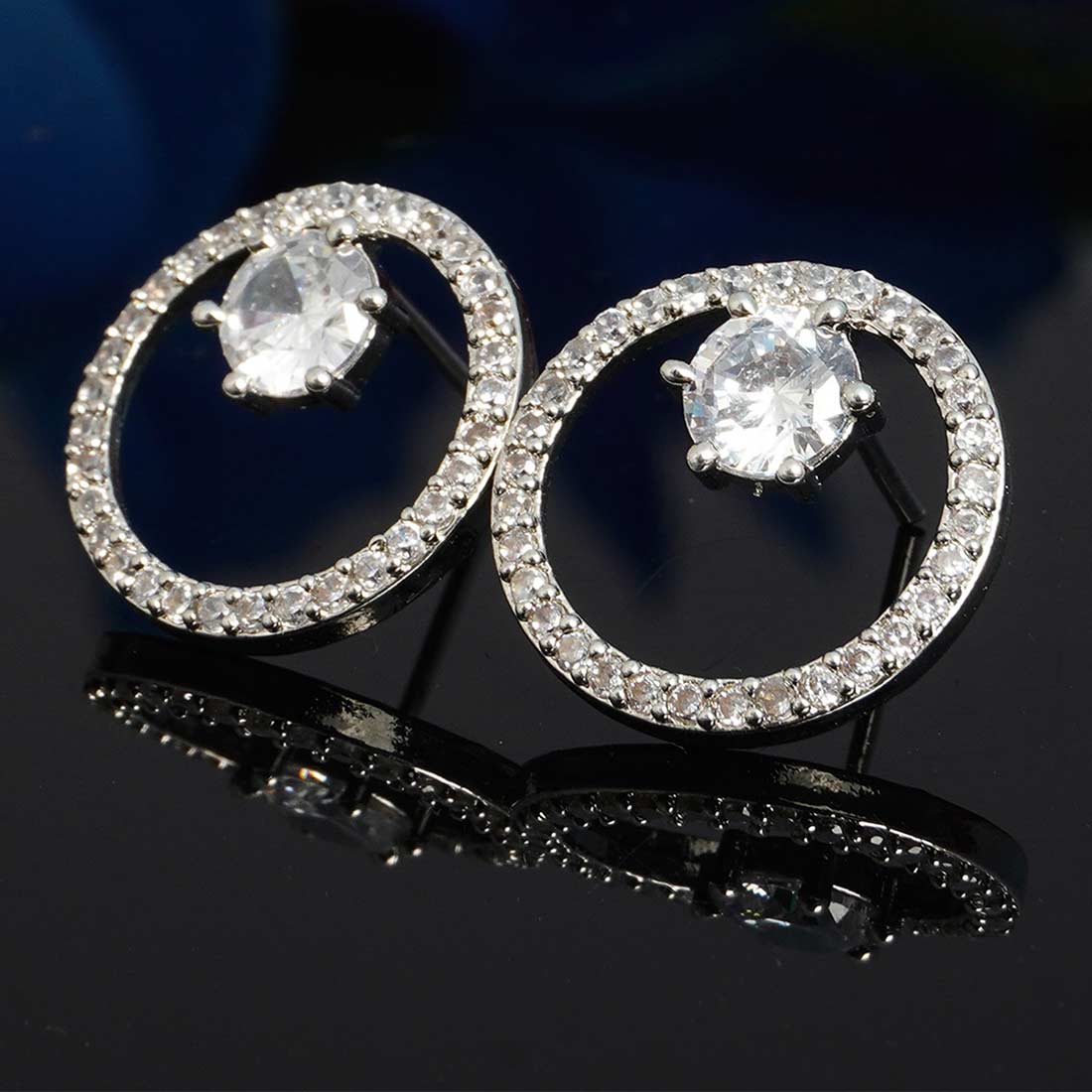 Diamond Stone Crystal Ring Studs
