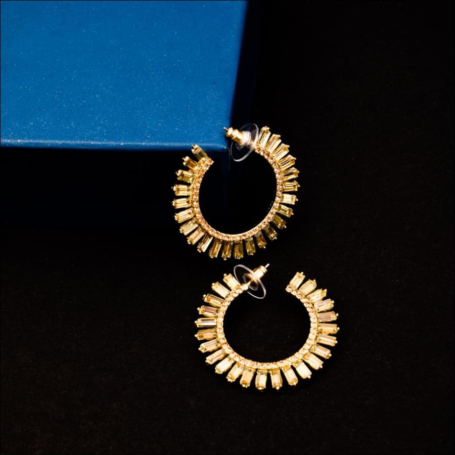 Diana Bronze Crystal Golden Hoops