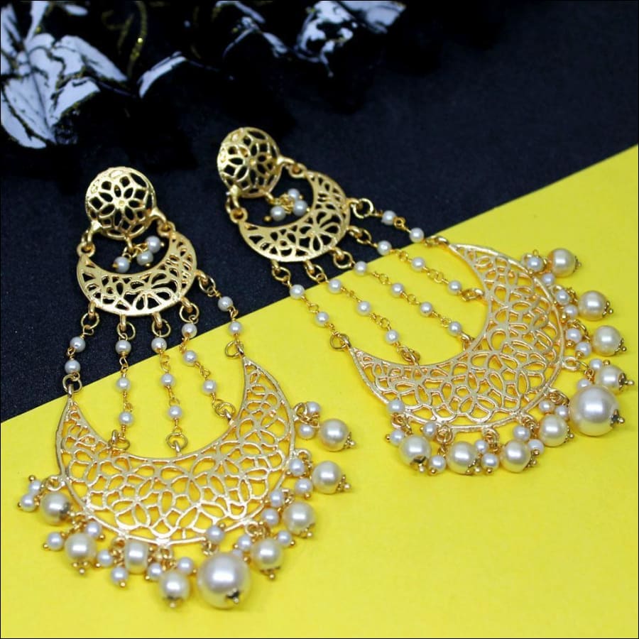 Divya Gold Pearl Charm Ethnic Earrings