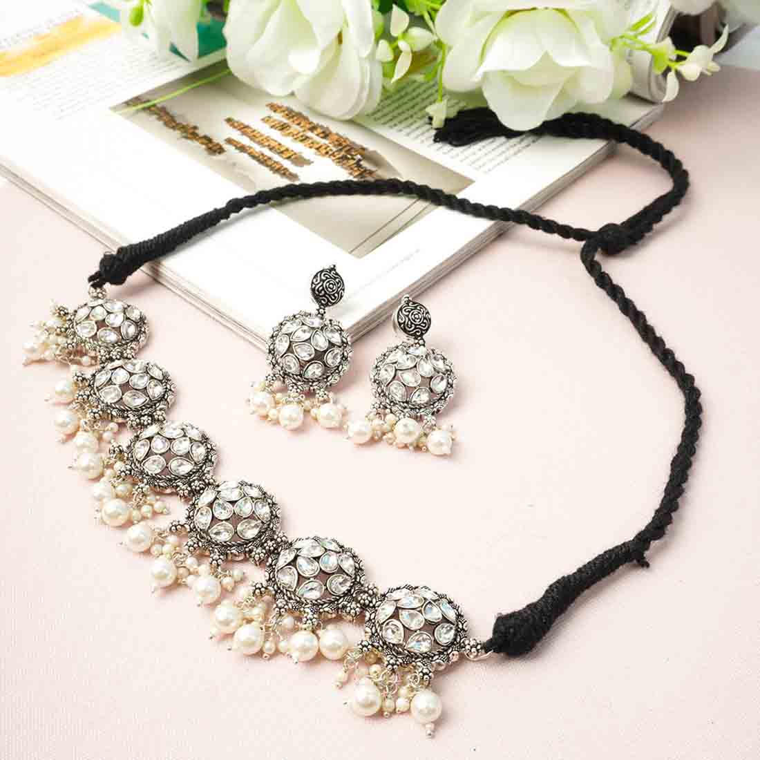 Ethnic Crystal Round Blocks Jewel Set