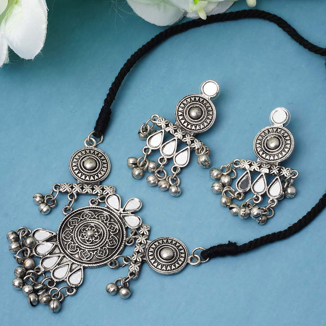 Ethnic Designed Mirror Work Necklace set
