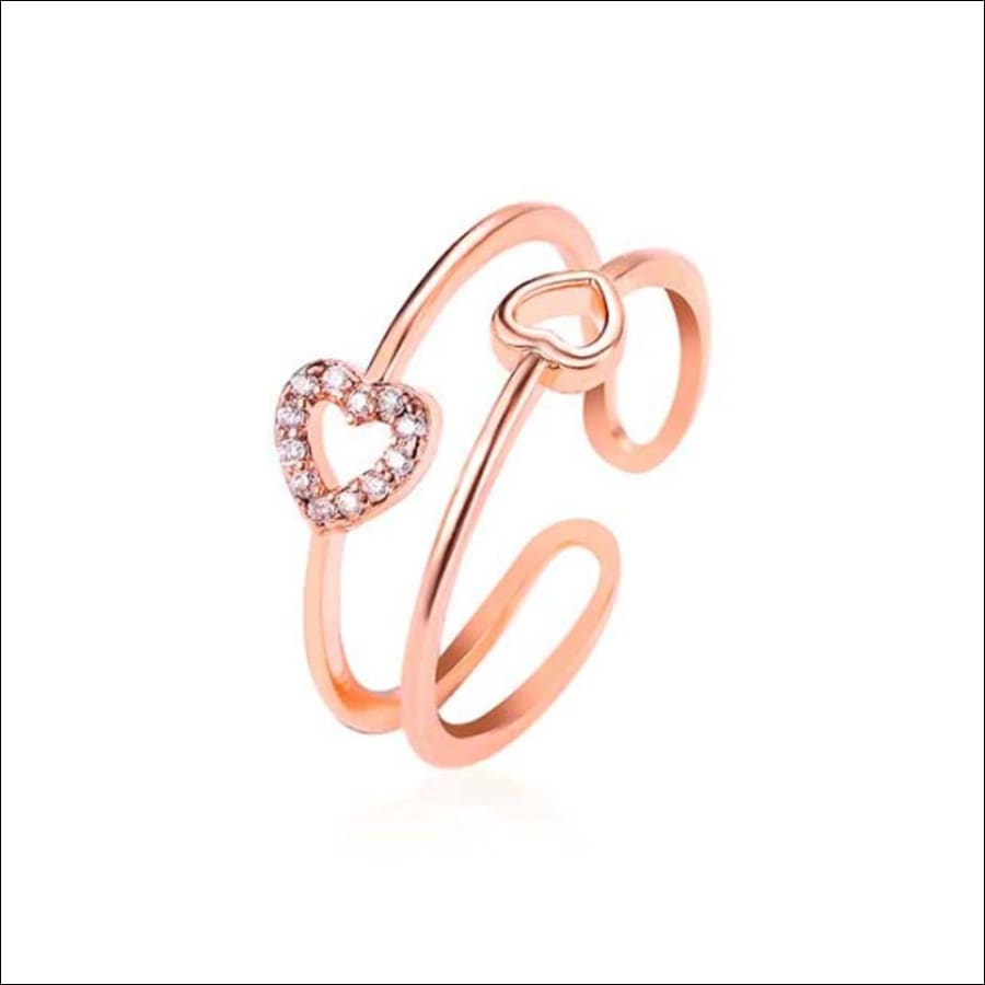Evabelle Dual Heart Golden Rhinestone Ring