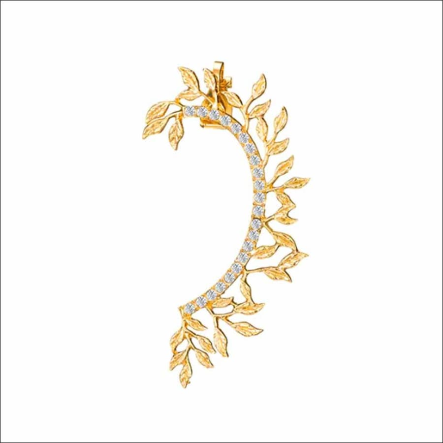 Evelyn Golden Leafy Branch Rhinestone Ear Jacket