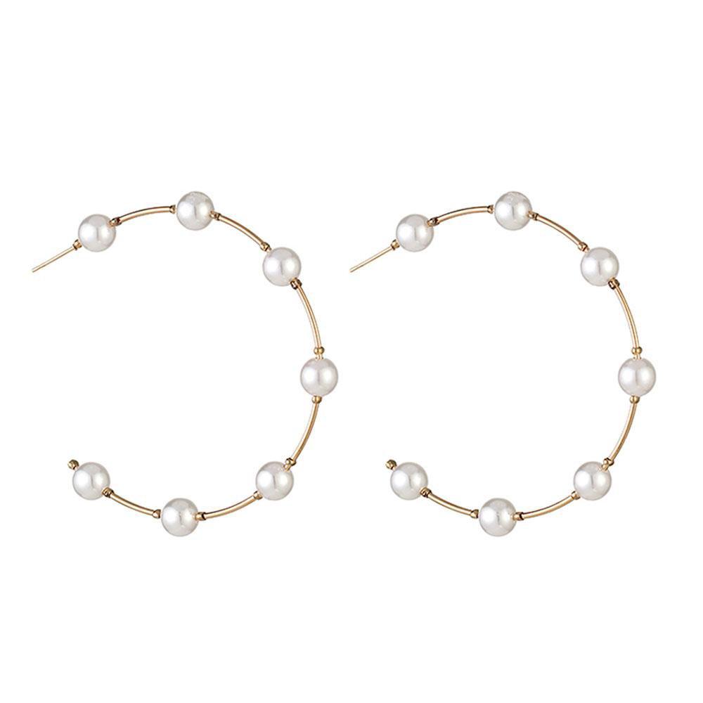 Faustina Pearl Studded Half Hoop Earrings