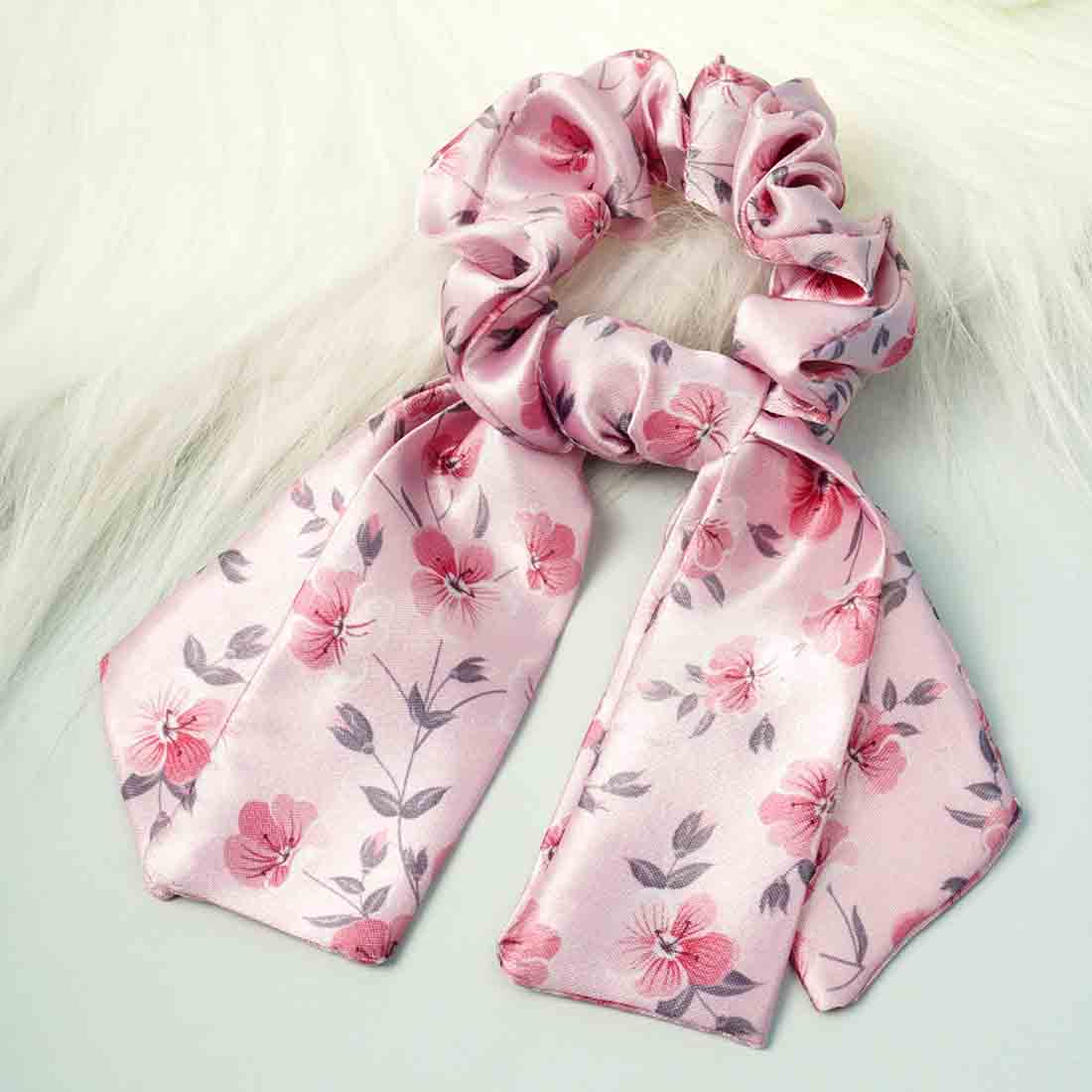 Ferosh Light Pink Floral Tail Scrunchie