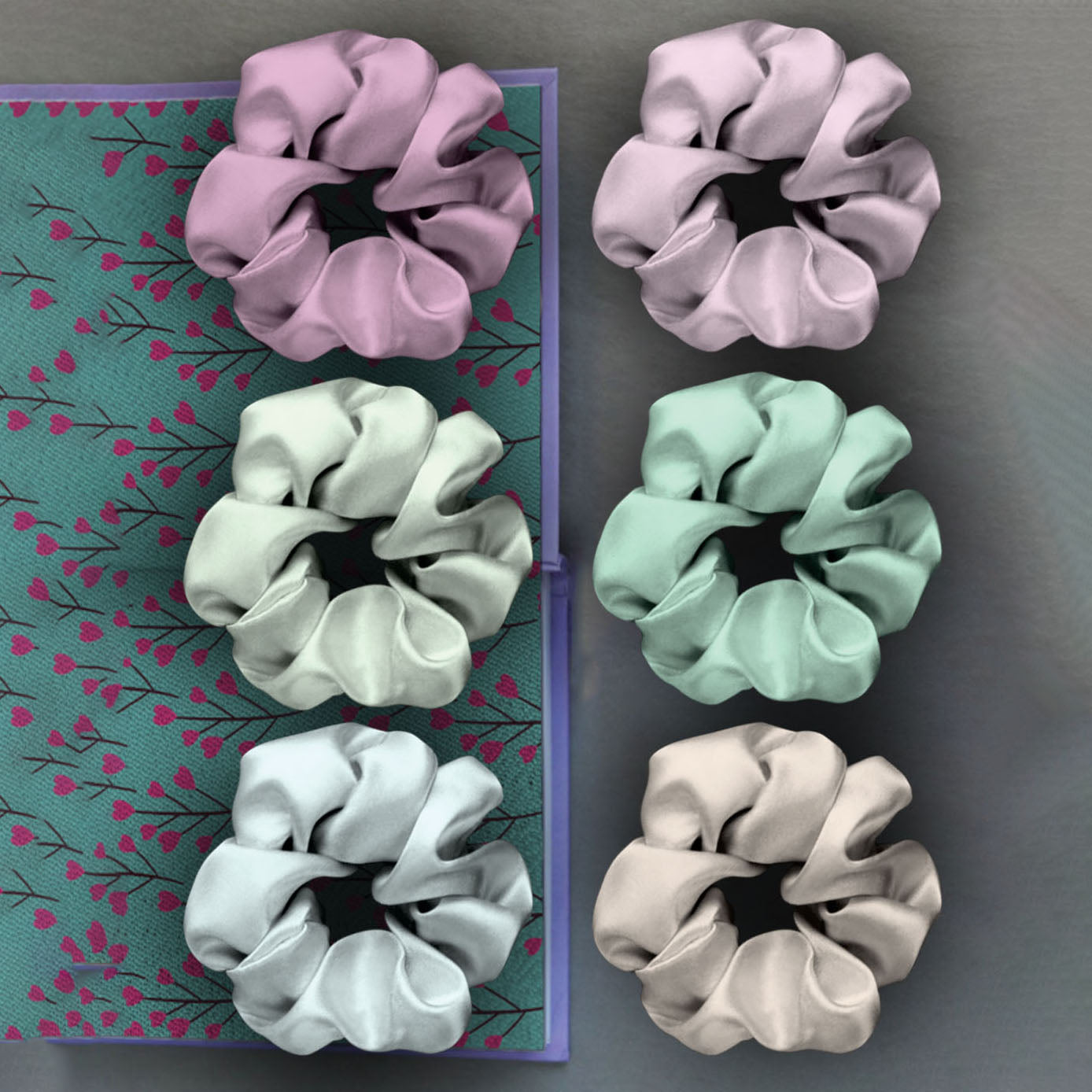 Ferosh Pastel Solid Scrunchies Set of 6