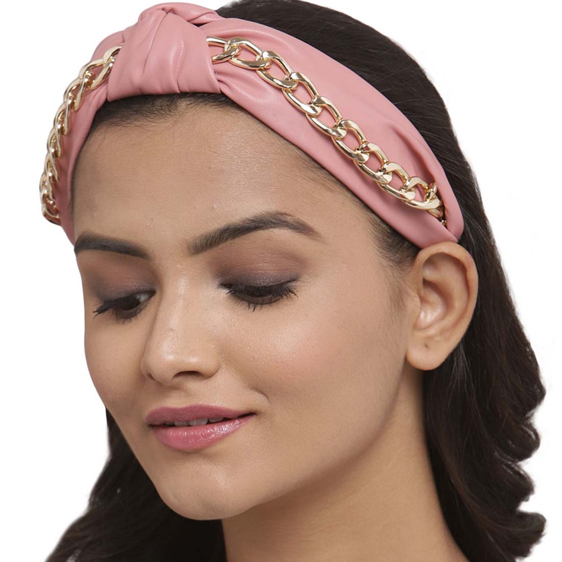 Ferosh Pink Leather Chained Hairband