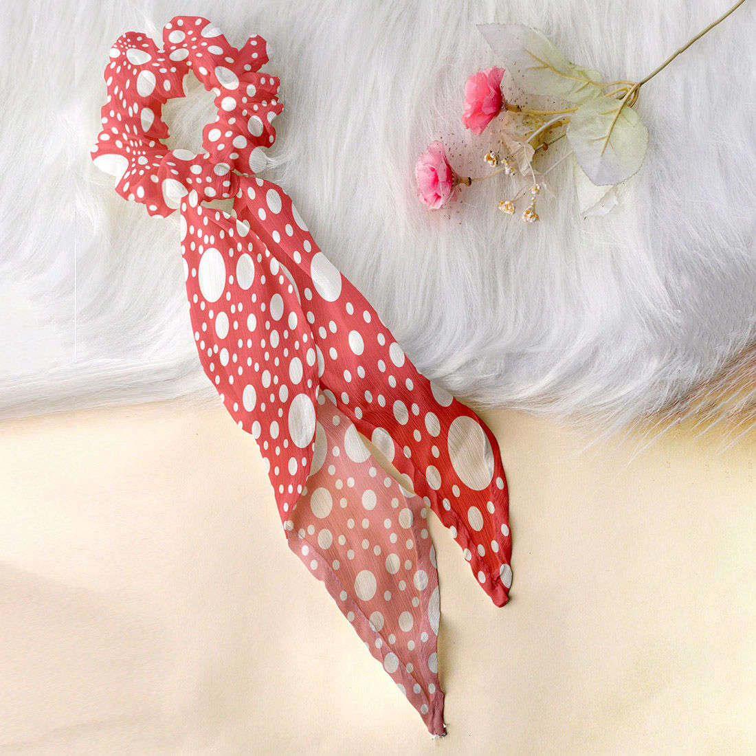 Ferosh Red Polka Dots Scarf Scrunchie