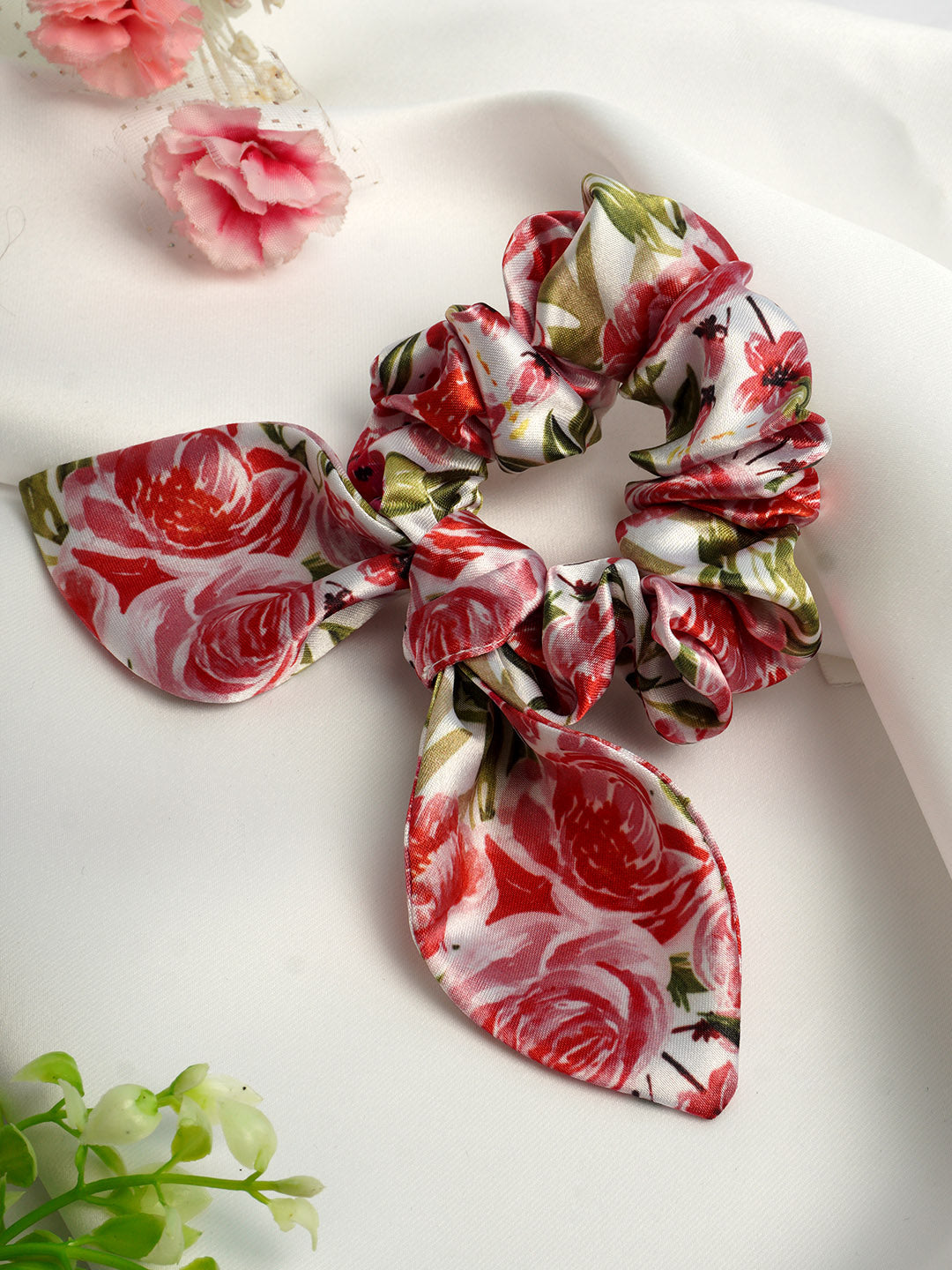 Ferosh Red Roses Pigtail Scrunchie