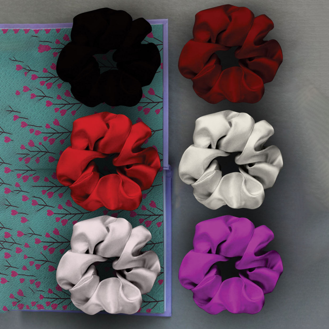 Ferosh Solid Deep Coloured Scrunchies Set Of 6