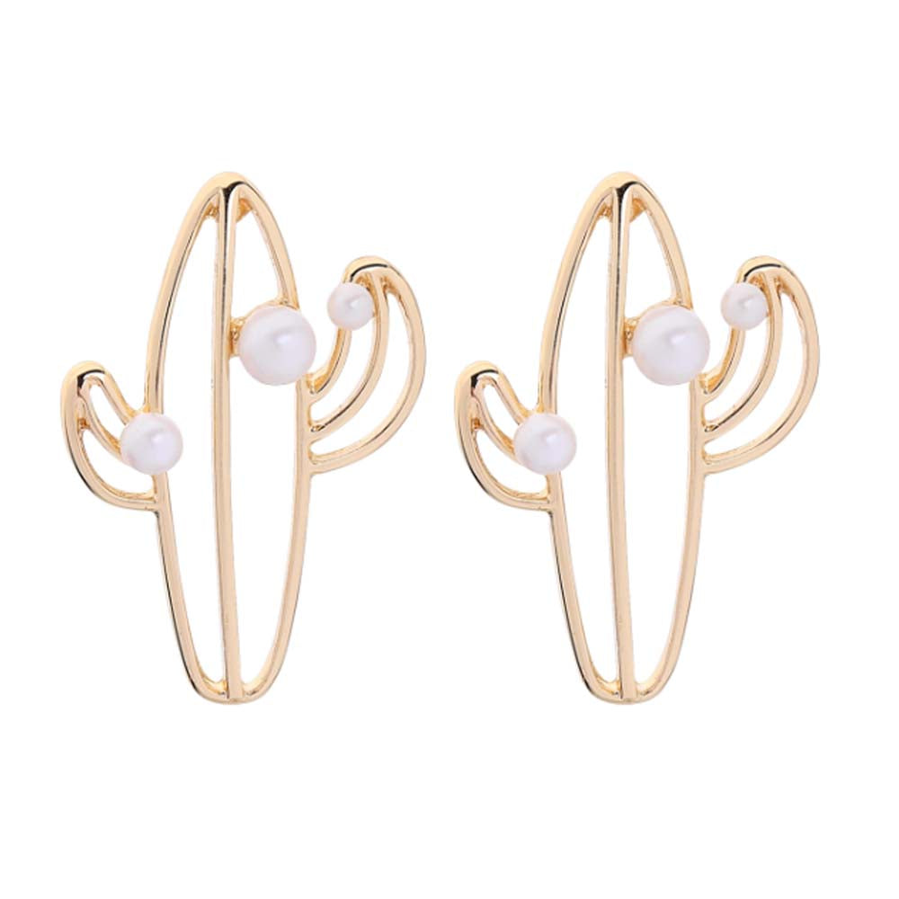 Flavia Golden Pearl Cacti Stud Earrings
