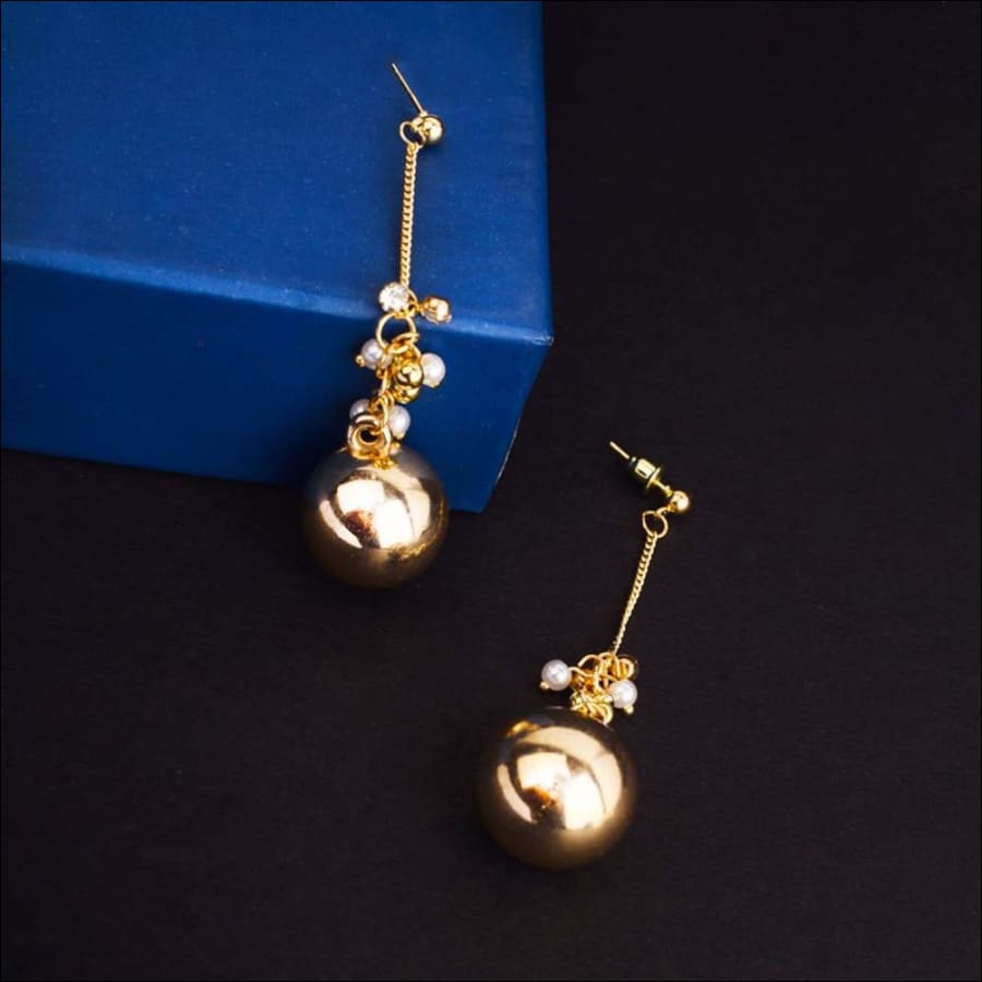 Gisela Golden Pearl Charm Drop Earrings