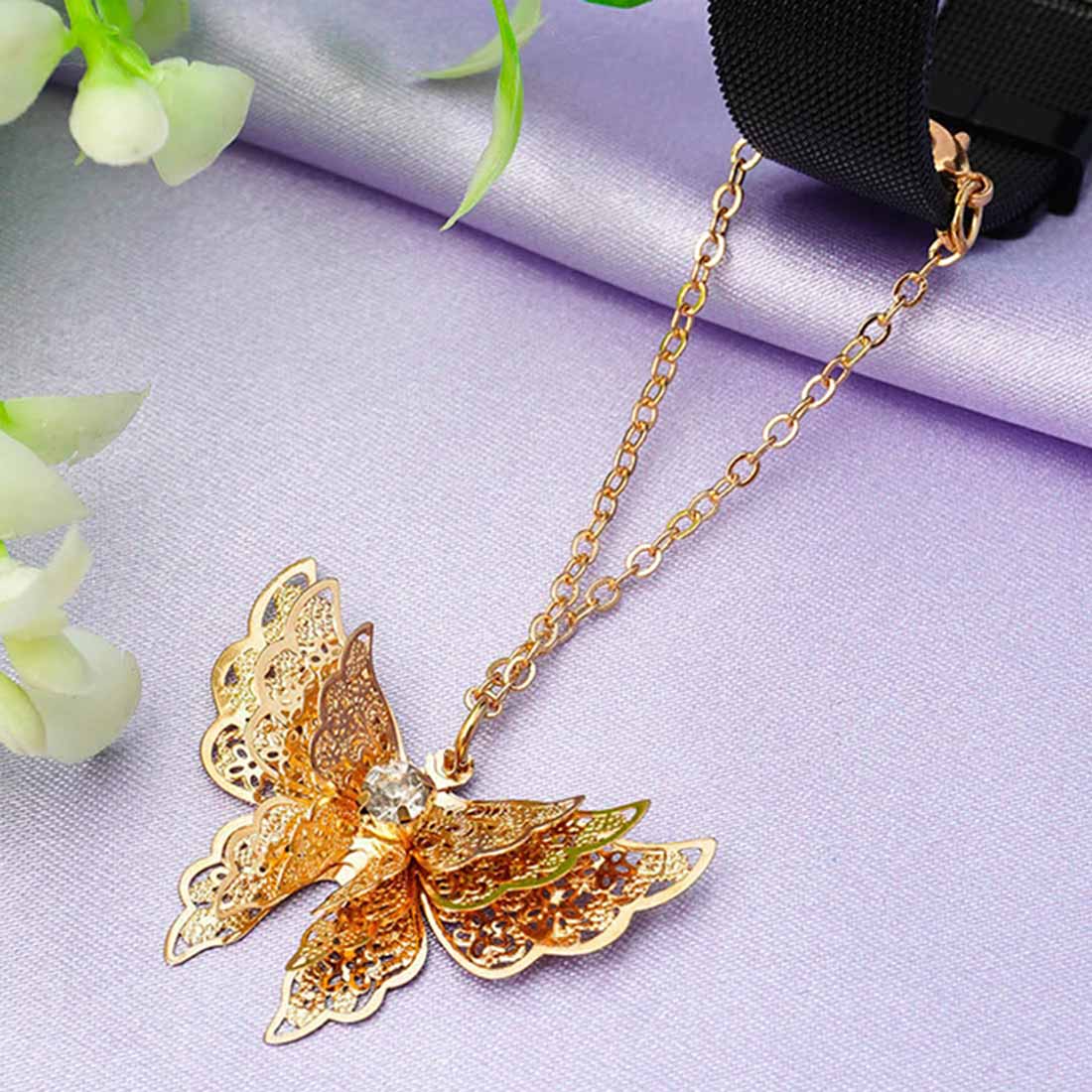 Gold Butterfly Chain Watch Charm
