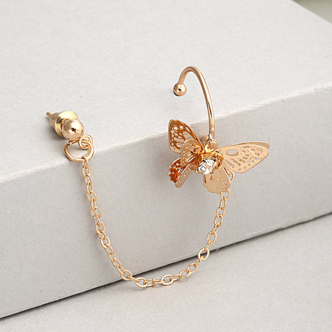 Gold Chain Butterfly Ear Cuff
