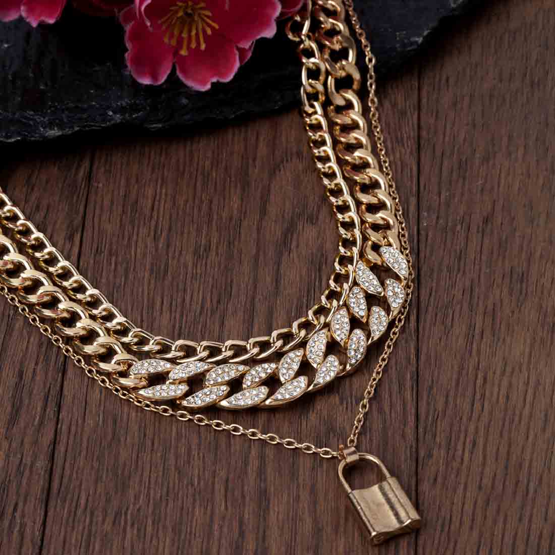 Aroha Gold Chain Layered Statement Necklace