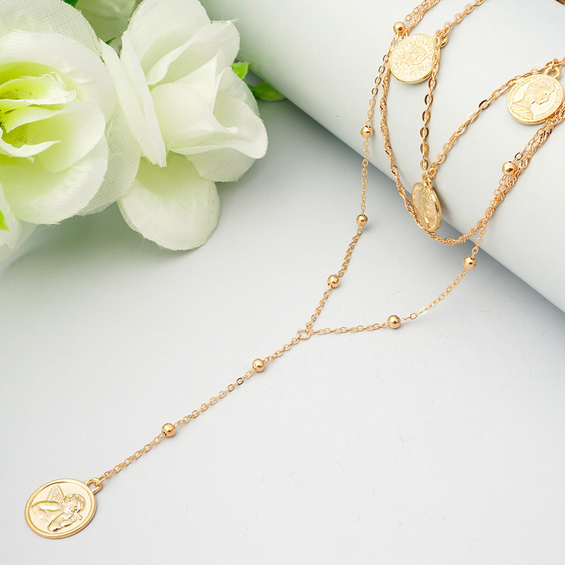 Gold Coin Layered Necklace