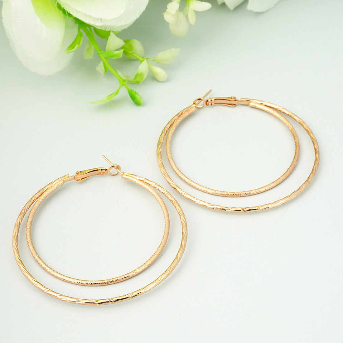 Gold Double Hoops
