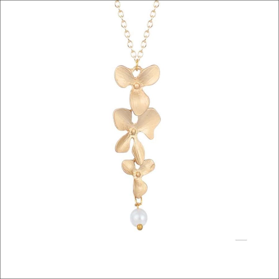 Gold Flower Layered Pendant Necklace
