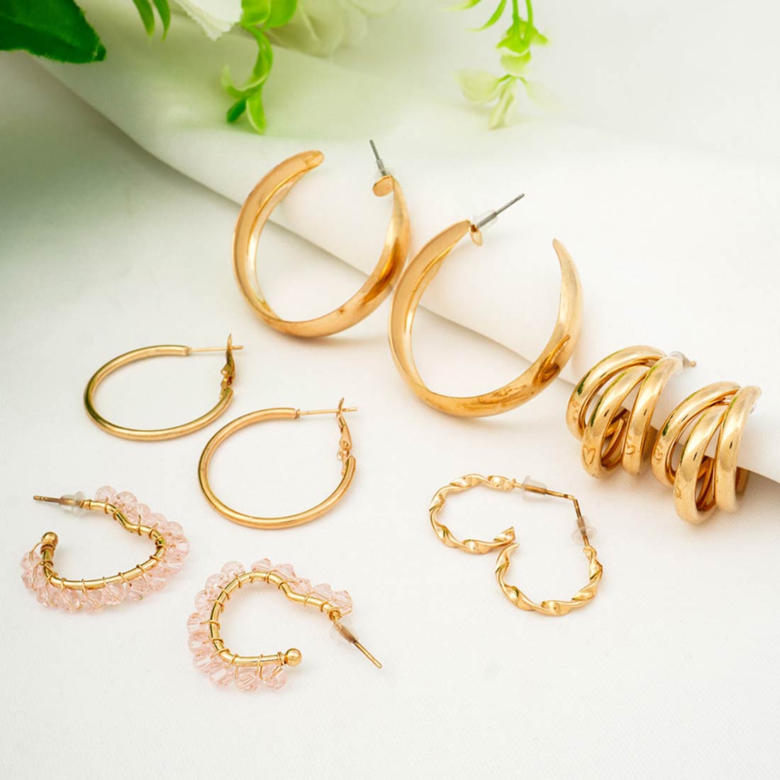 Gold Hoop Earring Set of 5
