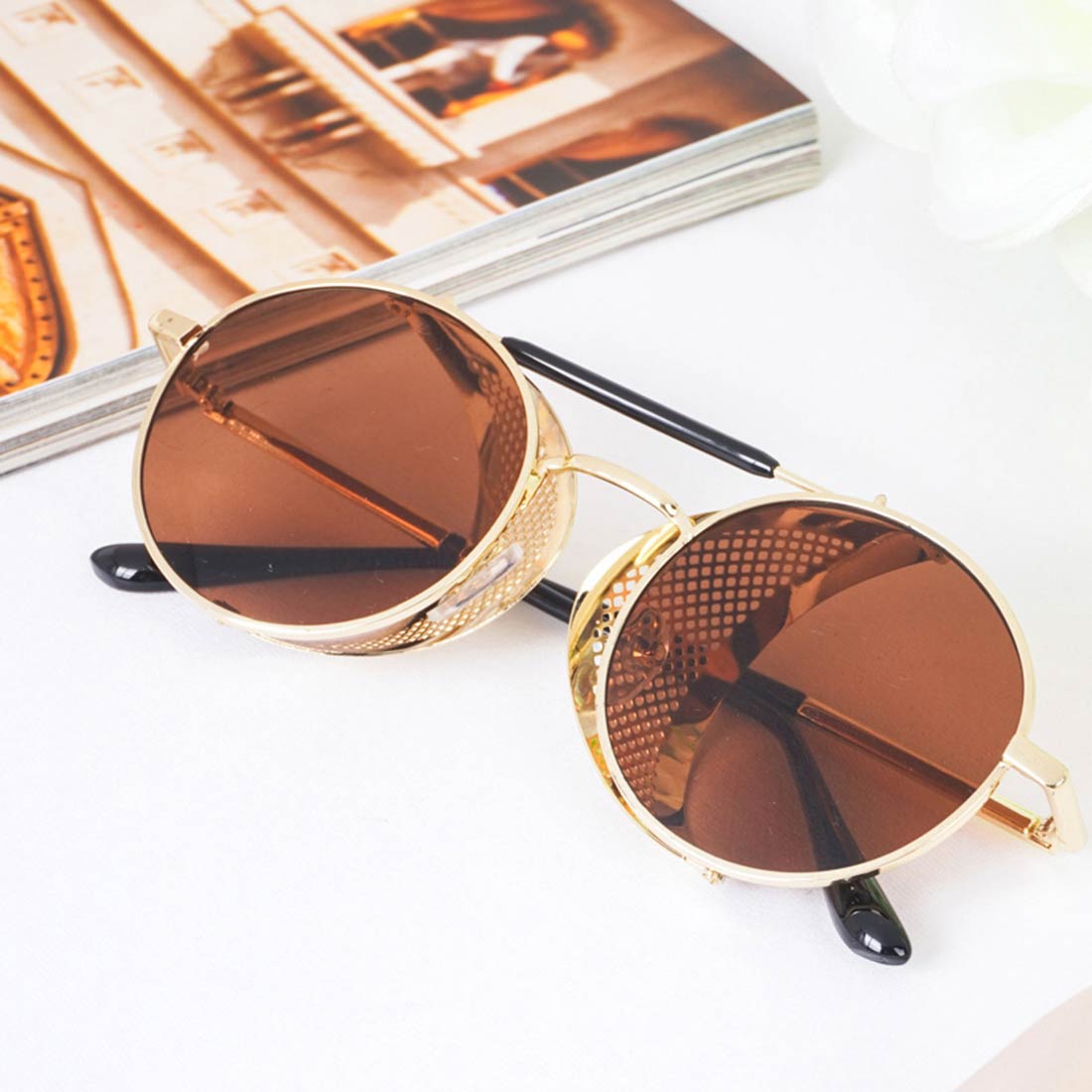 Buy online now Gold Mesh Round Shades from ferosh at a reasonable price ...