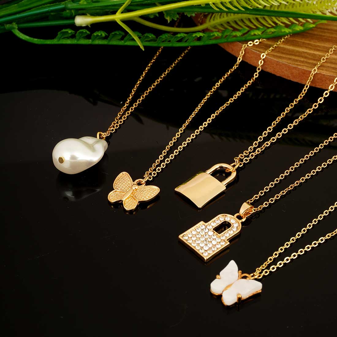 Gold Necklaces Set Of 5