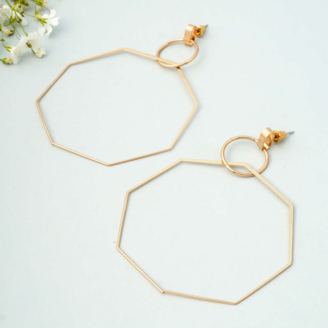 Gold Octagon Earrings
