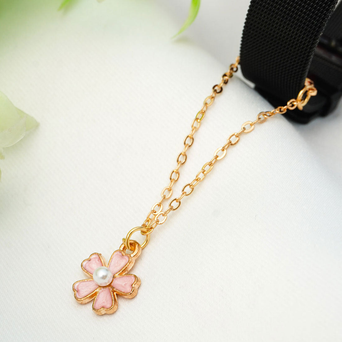 Gold Pansy Chain Watch Charm
