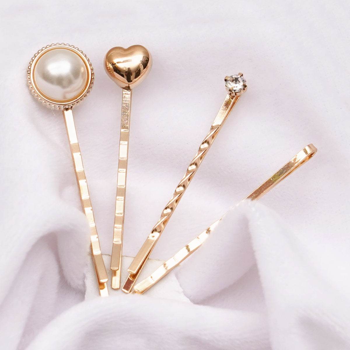 Gold Pearl Love Hairpins - Set of 4