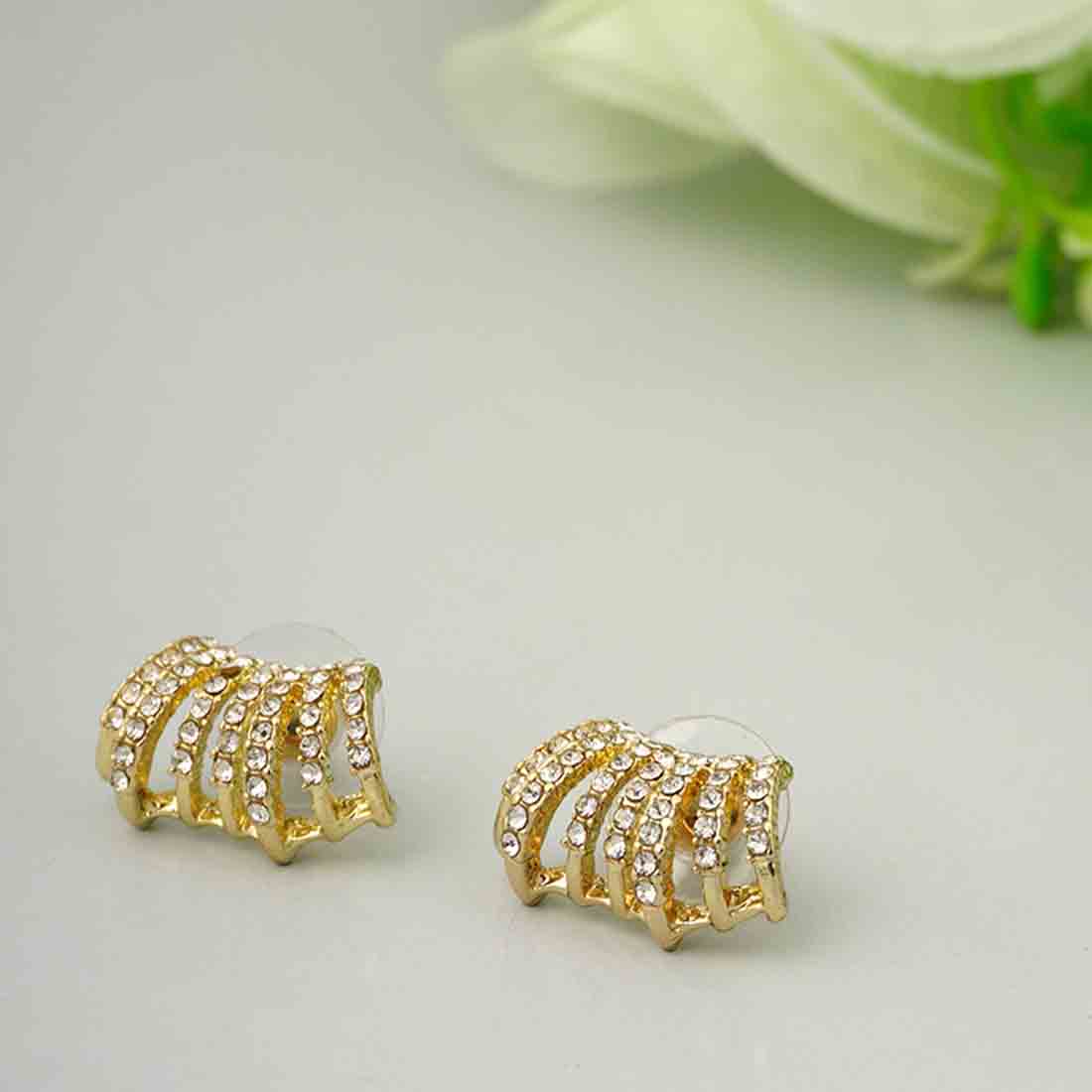 Gold Rhinestone Studded Earrings