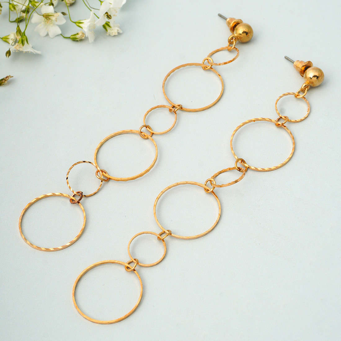 Gold Ring Chain Earrings
