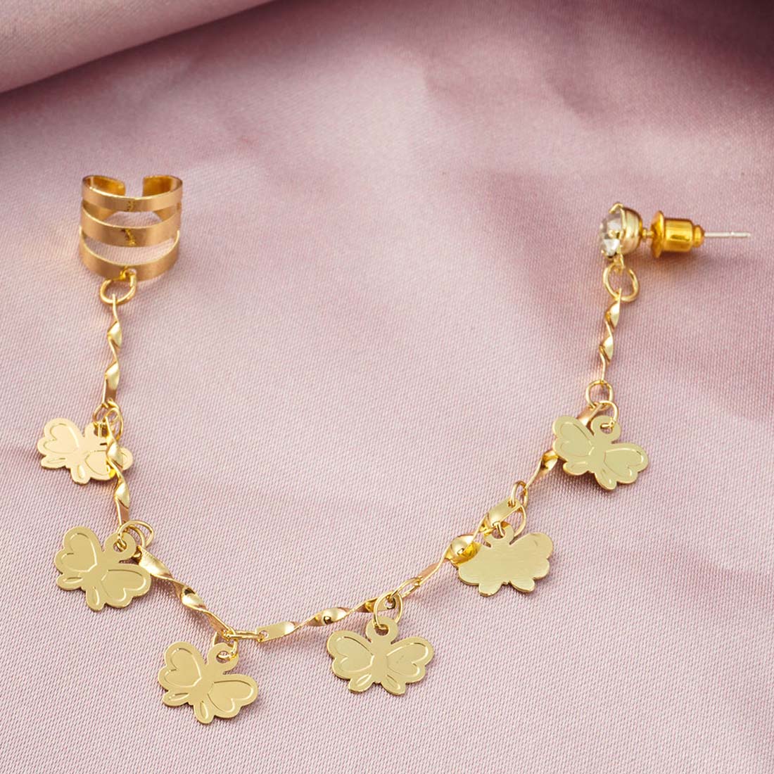 Golden Chain Butterfly Ear Cuff 