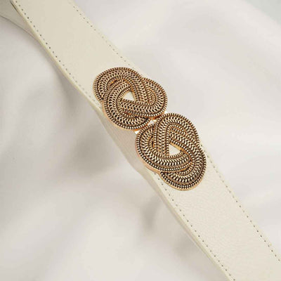 Golden Embroidered Retro White Belt