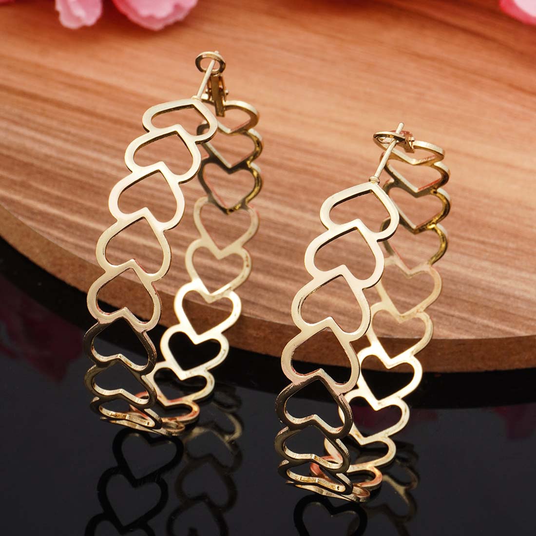 Golden Heart Hoop Earring