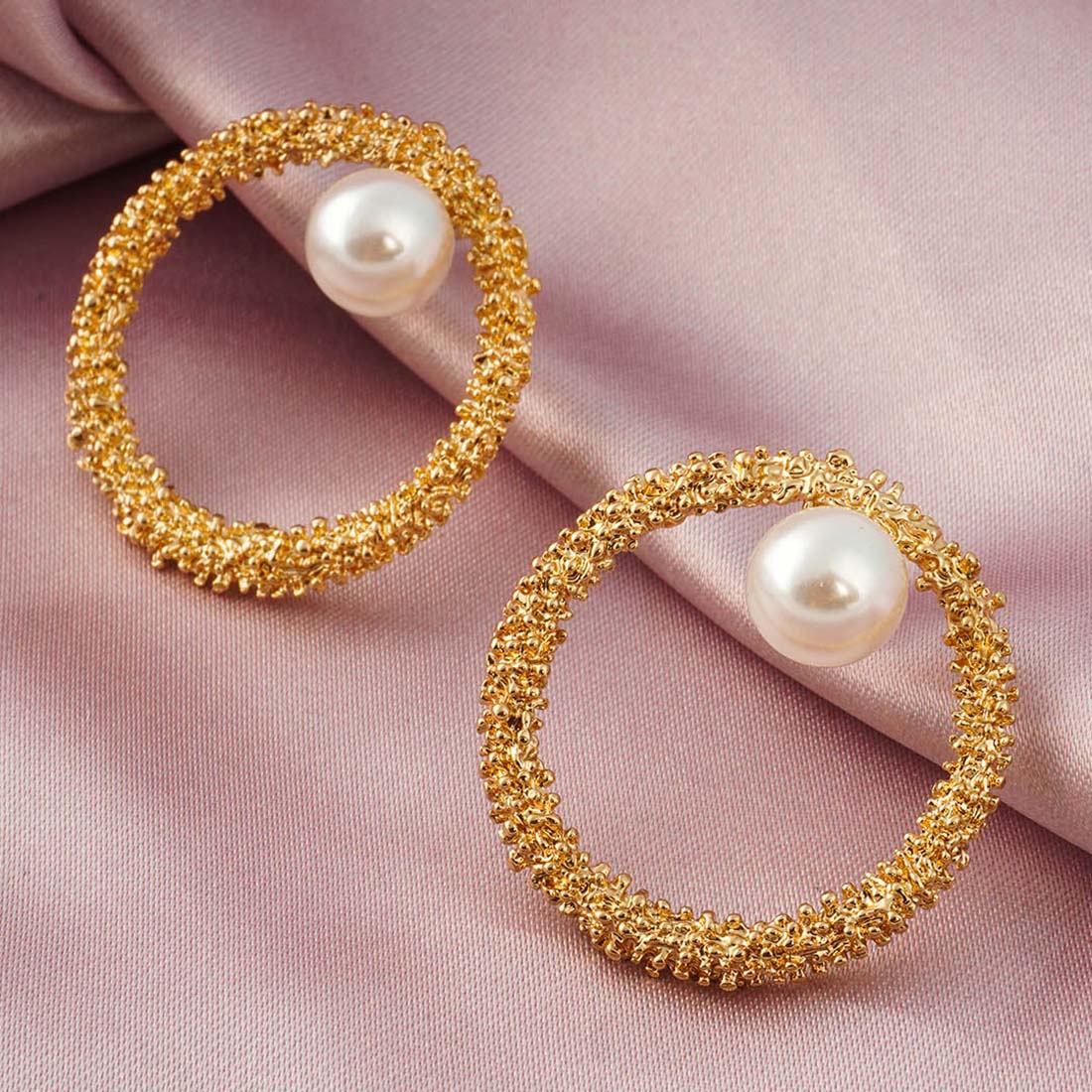 Golden Hoop Pearl Earring