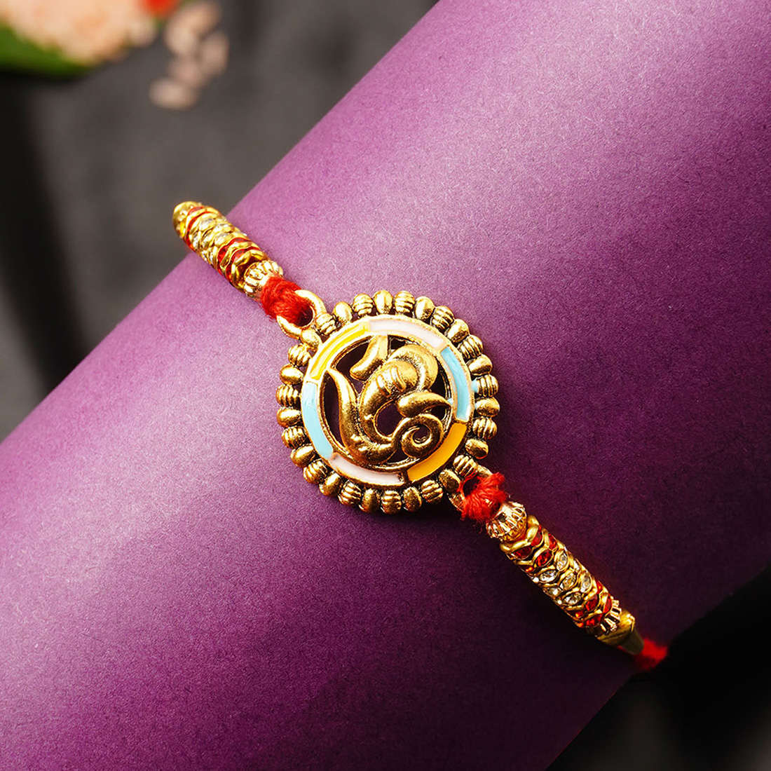 Golden Ring Ganesh Ji Rakhi