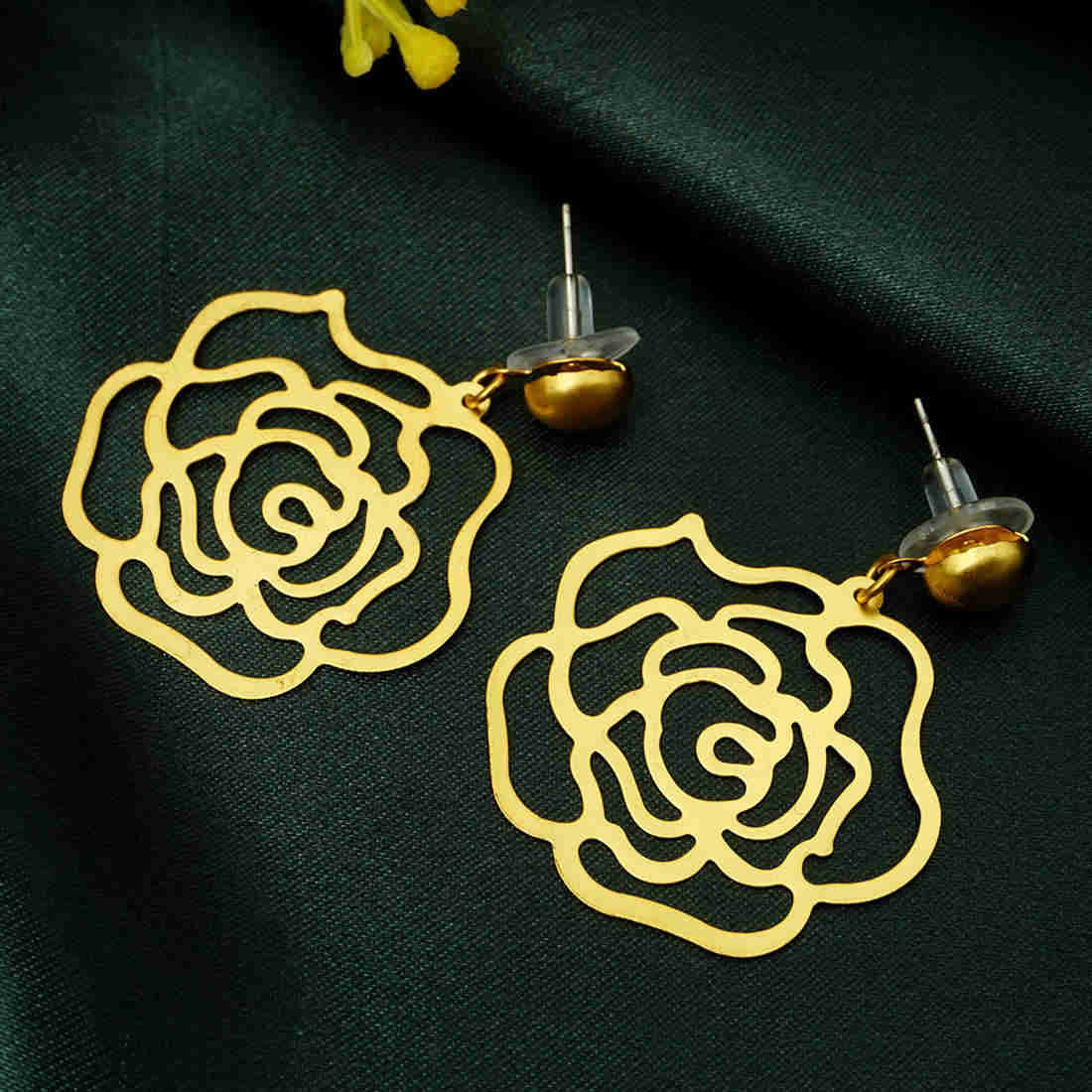Golden Rose Hanging Earrings
