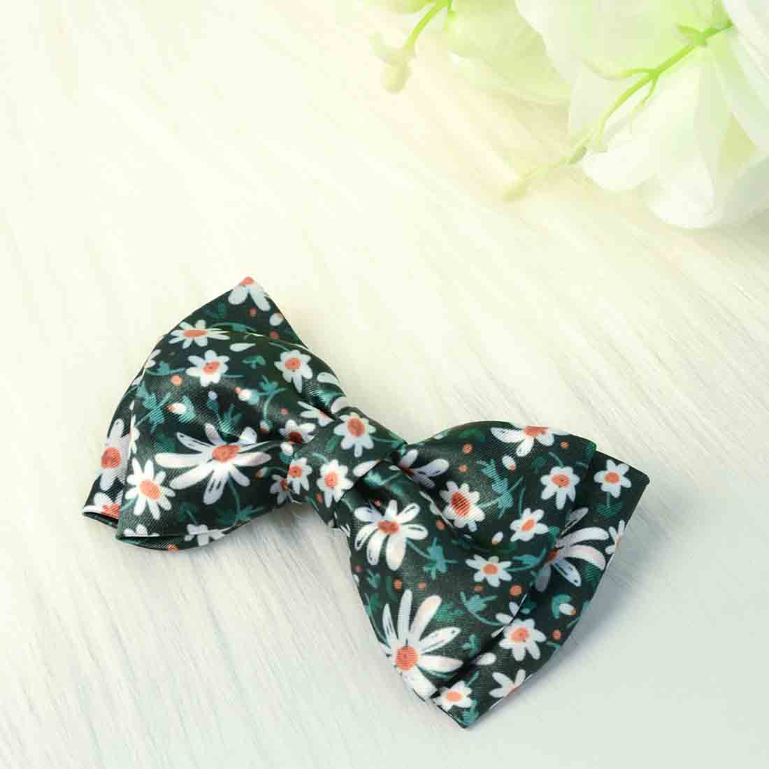 Green Leafy Floral Bow Hairclip