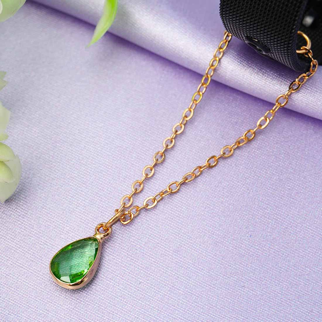 Green Teardrop Chain Watch Charm
