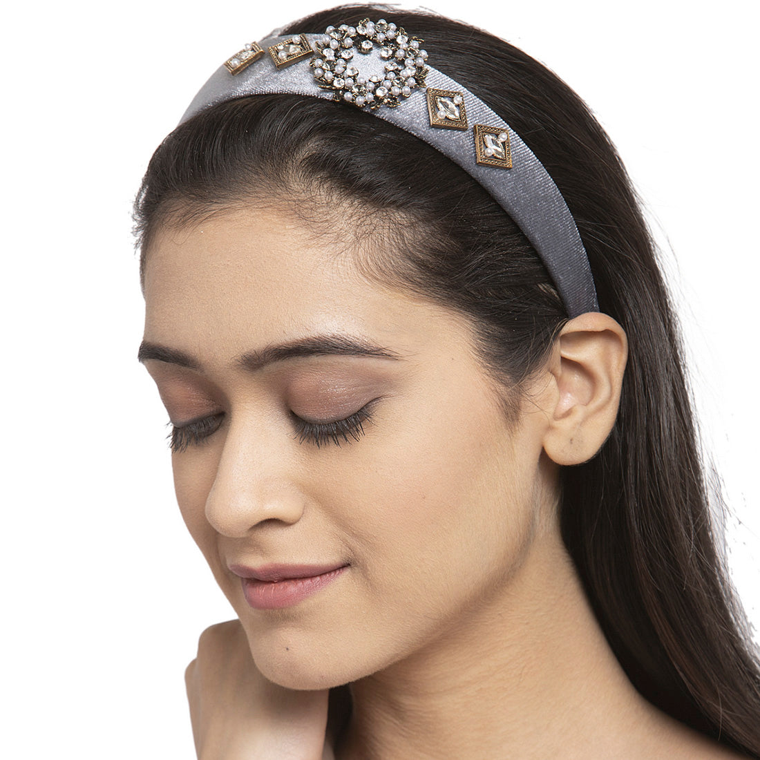 Grey Crystals Loaded Hair Band