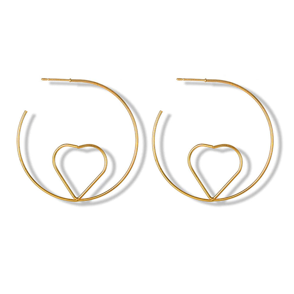 Heart Half-Hoop Gold Earrings