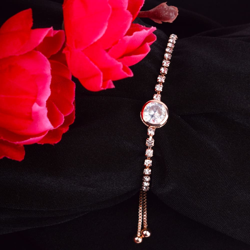 Josiah Rhinestone Charm Rose Golden Bracelet