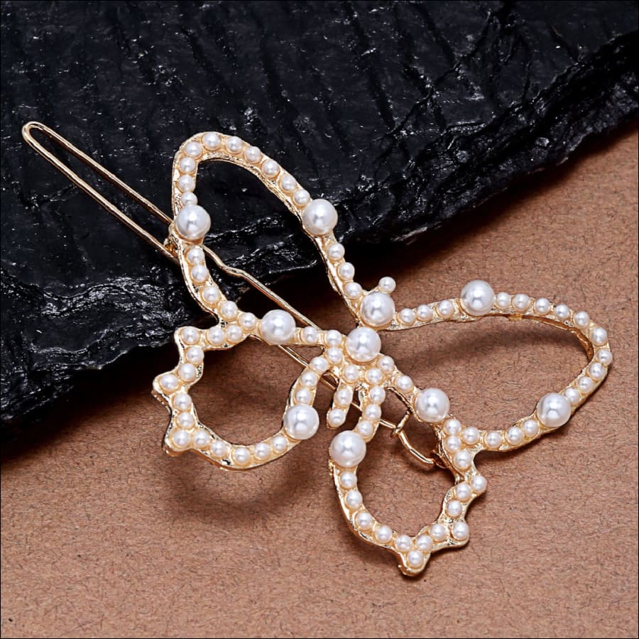 Ketzhia Golden Pearl Butterfly Hair Pin