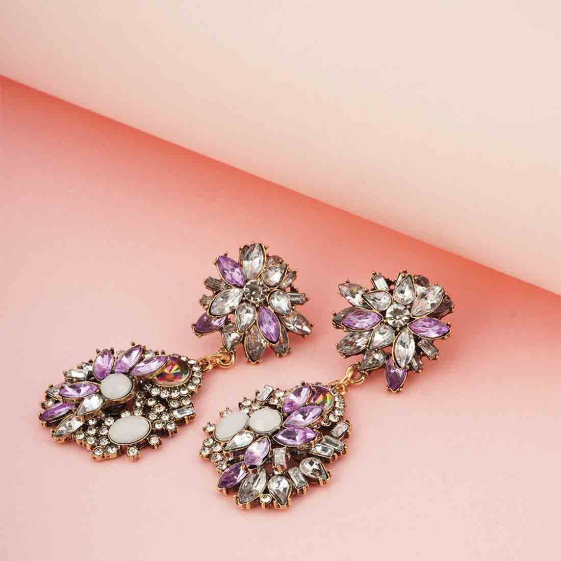 Lavender Crystal Chandelier Earrings