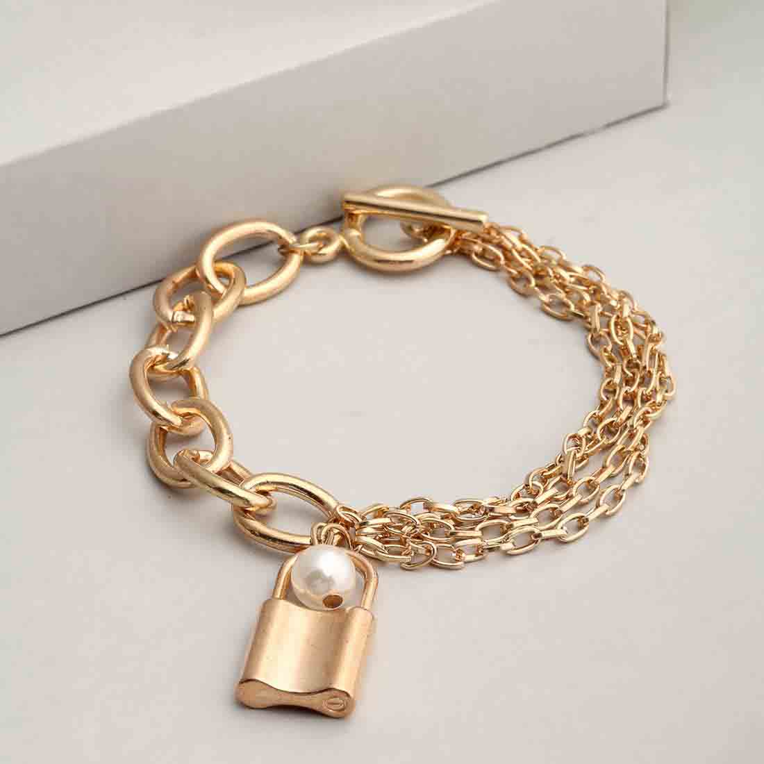 Layered Curb Lock Bracelet