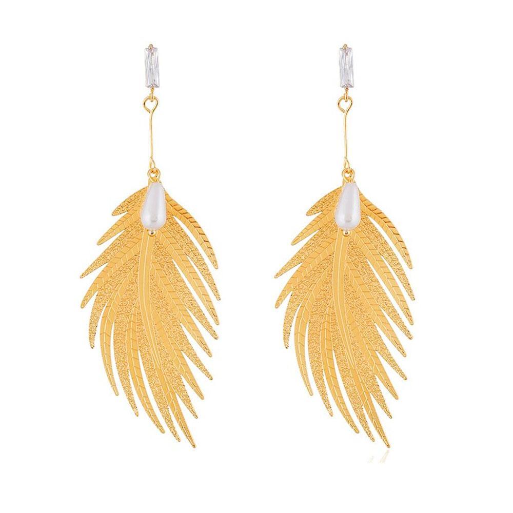 Leaf Long Drop Earrings