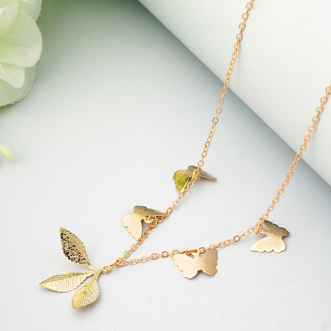Leafy Butterfly Necklace
