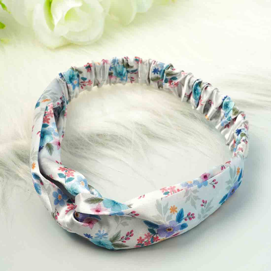 Light Blue Floral Knotted Hairband